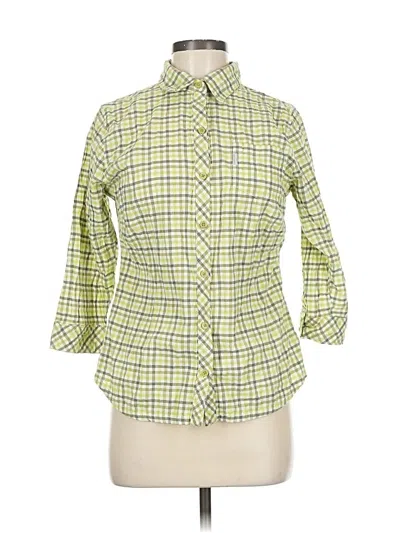 Pre-owned Columbia 3/4 Sleeve Button Down Shirt In Green