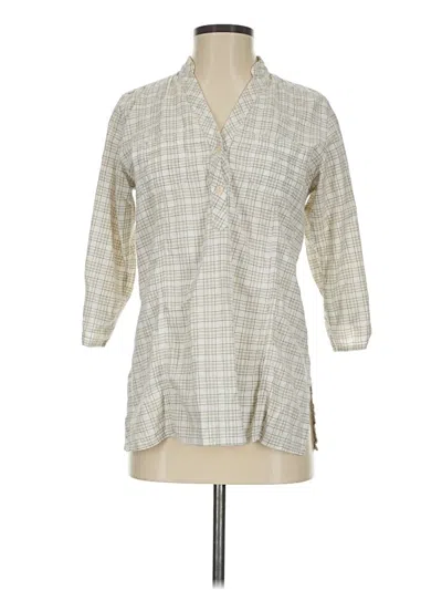 Pre-owned Columbia 3/4 Sleeve Button Down Shirt In Ivory