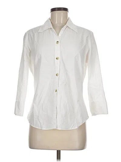 Pre-owned Columbia 3/4 Sleeve Button Down Shirt In Ivory