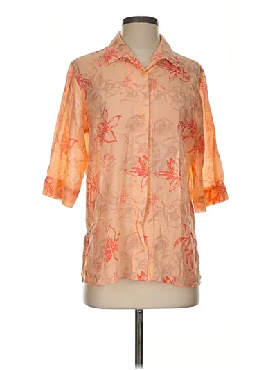 Pre-owned Columbia 3/4 Sleeve Button Down Shirt In Orange