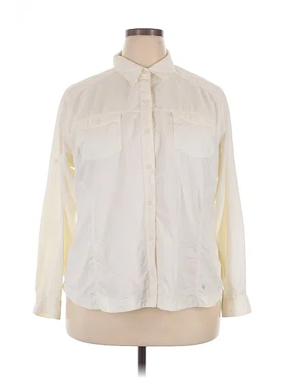 Pre-owned Columbia 3/4 Sleeve Button Down Shirt In White