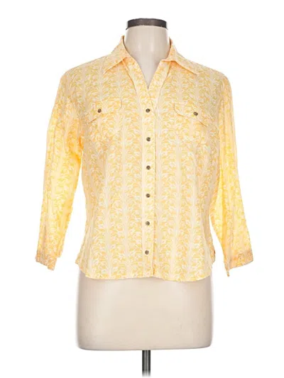 Pre-owned Columbia 3/4 Sleeve Button Down Shirt In Yellow