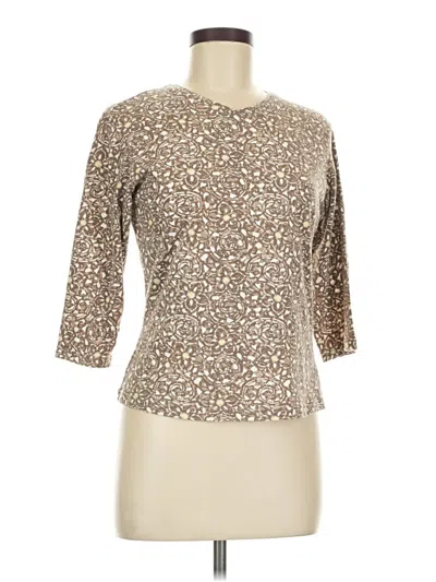 Pre-owned Columbia 3/4 Sleeve Top Tan Crew Neck Tops In Brown