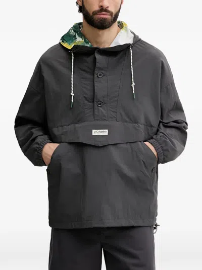Columbia Acker Rock Hooded Logo-patch Jacket In Gray