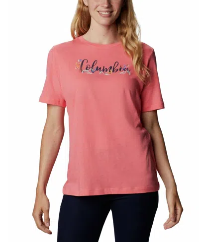 Columbia Activewear Plus Size Graphic-print T-shirt In Salmon Heather In Multi