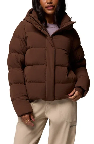 Columbia Amaze Puff™ Water Repellent 650 Fill Power Down Hooded Jacket In Brown