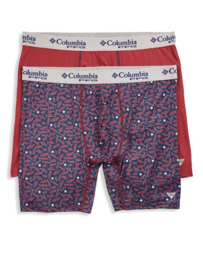 Columbia Big & Tall 2-pk Fish Nation Performance Boxer Briefs In Red