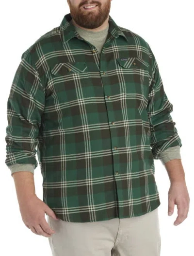 Columbia Big & Tall Flare Stretch Flannel Sport Shirt In Green