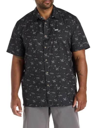 Columbia Big & Tall Pfg Super Slack Tide Fish Hunt Sport Shirt In Black