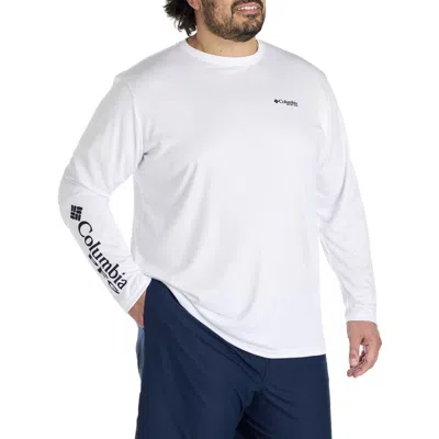 Columbia Big & Tall Pfg Terminal Tackle Fins And Stripes Long-sleeve T-shirt In White