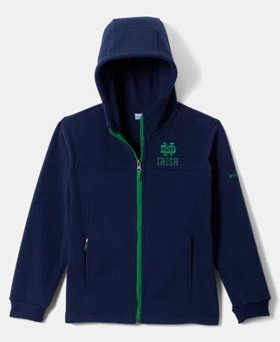 Columbia Kids' Big Boys' And Girls' Blue Notre Dame Fighting Irish Flanker Fleece Full-zip Hoodie