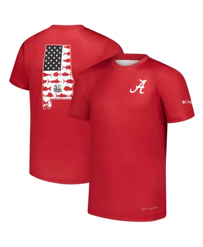 Columbia Kids' Big Boys' And Girls' Crimson Alabama Crimson Tide Terminal Tackle Omni-shade T-shirt
