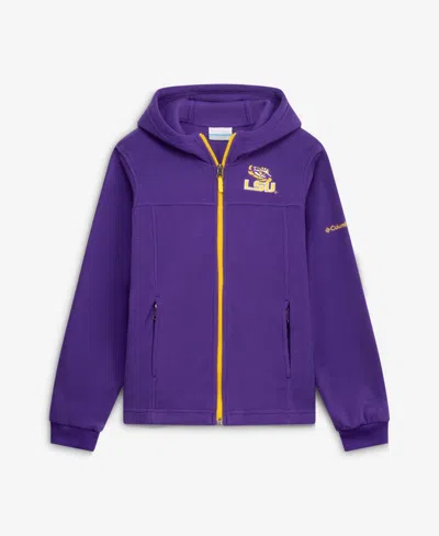 Columbia Kids' Big Boys' And Girls' Purple Lsu Tigers Flanker Fleece Full-zip Hoodie