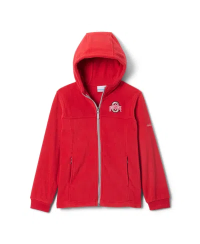 Columbia Kids' Big Boys' And Girls' Scarlet Ohio State Buckeyes Flanker Fleece Full-zip Hoodie