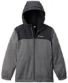 Columbia Big Boys Glennaker Ii Fleece-lined Full-zip Hooded Rain Jacket In City Grey,black