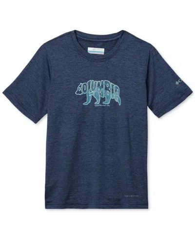 Columbia Kids' Big Boys Mount Echo Short Sleeves T-shirt In Collegiate Navy,bearly Stroll
