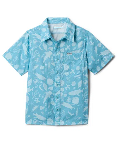 Columbia Kids' Big Boys Super Slack Tide Short-sleeved Camp Shirt In Blue