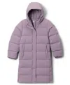 Columbia Big Girls Amaze Puff Long Hooded Jacket In Purple