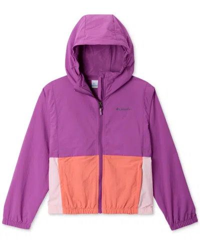Columbia Kids' Big Girls Tabor Trail Windbreaker Jacket In Razzle,sa