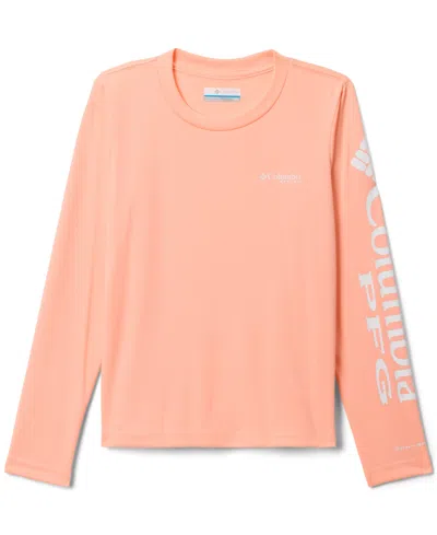 Columbia Kids' Big Girls Tidal Tee Long-sleeve Graphic T-shirt In Pink