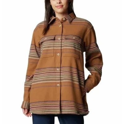 Columbia Blue Point Creek Shirt Jacket Women's Brown Striped Kfc1069