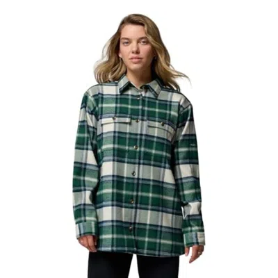 Columbia Blue Point Creek Shirt Jacket Womens Forest Buffalo Check Jax1110 In Green
