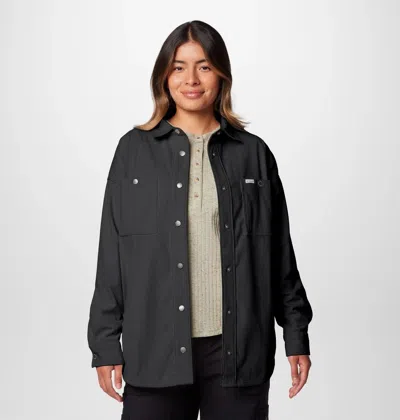 Columbia Blue Point Creek Shirt Jacket Women Shark Corduroy Collared Kfc1061 In Grey