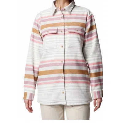 Columbia Blue Point Creek Shirt Jacket Womens Multicolor Striped Collared Jax569 In White