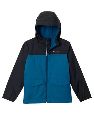Columbia Kids' Boys' 8-18 Rain-zilla Ii Waterproof Adjustable-hood Jacket In Black,phoenix Blue