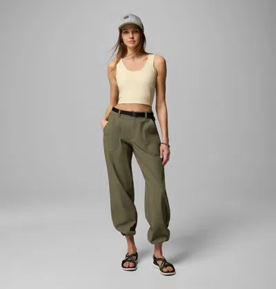 Columbia Brea Falls Pants Women's Stone Green Stretch Belted Waist Hiking Jax239