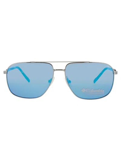 Columbia C115 Sp Sunglasses In Shiny Silver - Blue Mirror