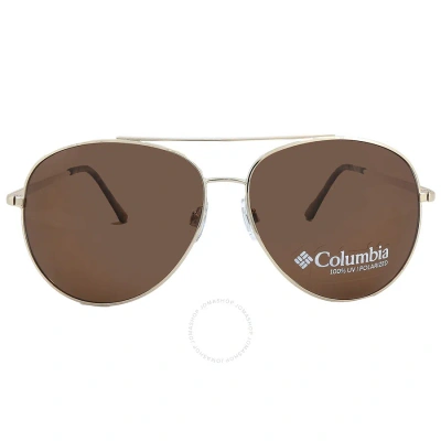 Columbia Canyons Bend Brown Pilot Unisex Sunglasses C104sp 710 60 In Brown / Gold