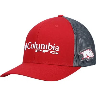 Columbia Cardinal Arkansas Razorbacks Pfg Snapback Adjustable Hat In Red