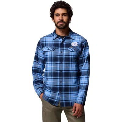 Columbia Carolina Blue North Carolina Tar Heels Flare Gun Omni-wick Flannel Long Sleeve Button-up Sh In Multi