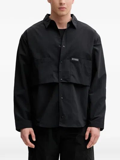 Columbia Chill Creek Logo-patch Press-stud Shirt In Black