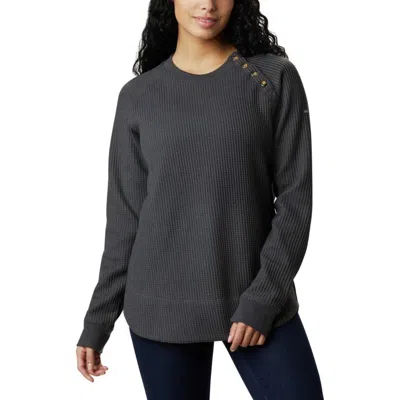 Columbia Chillin Sweater Women's Shark Thermal Stretch Waffle Knit Sgn1703 In Gray
