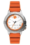 Columbia Clemson University 3-hand Quartz Silicone Strap Watch, 45mm In Orange