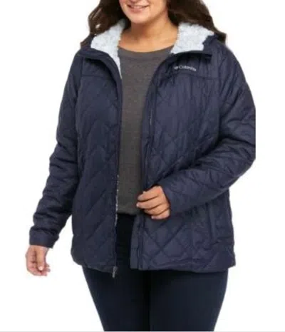 Columbia Copper Crest Jacket Women's Plus Navy Qulited Full Zip Hooded Fts387 In Blue