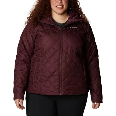Columbia Copper Crest Quilted Jacket Women's Maroon Hooded Full Zip Jax844 In Red