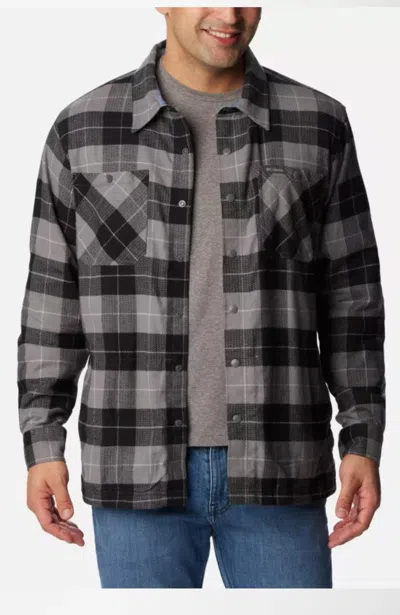 Columbia Cornell Woods Flannel Shirt In Grey Buffalo Check