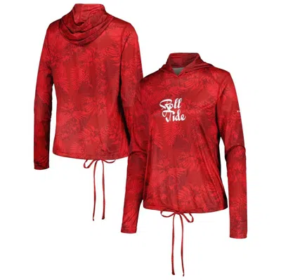 Columbia Crimson Alabama Crimson Tide Summerdry Printed Long Sleeve Hoodie T-shirt In Red