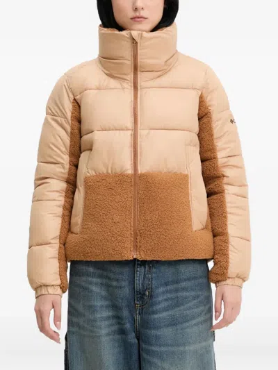 Columbia Embroidered-logo Padded Jacket In Brown