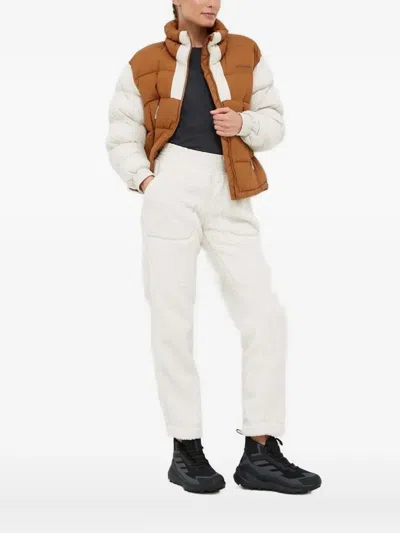 Columbia Embroidered-logo Puffer Jacket In Brown