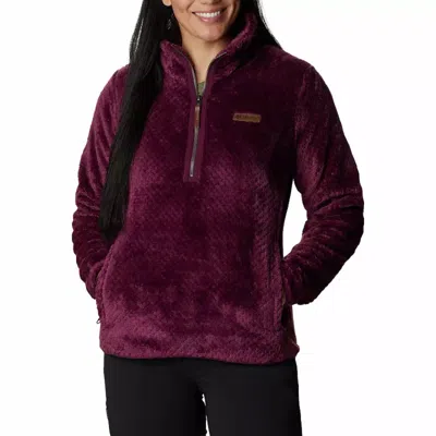 Columbia Fireside Sweatshirt Women's Marionberry Sherpa Fleece 1/4 Zip Jzz548 In Purple