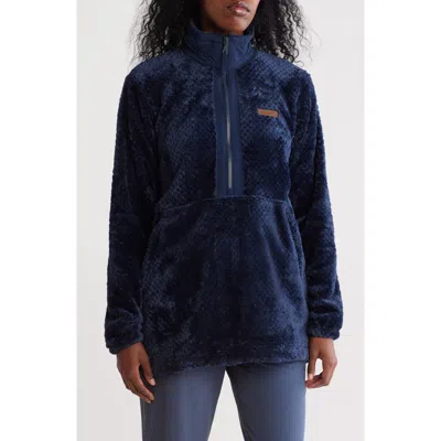 Columbia Fireside Textured Fleece Quarter Zip Pullover In Collegiate Navy