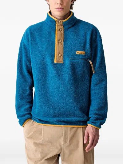 Columbia Fleece-texture Logo-patch Sweater In Blue