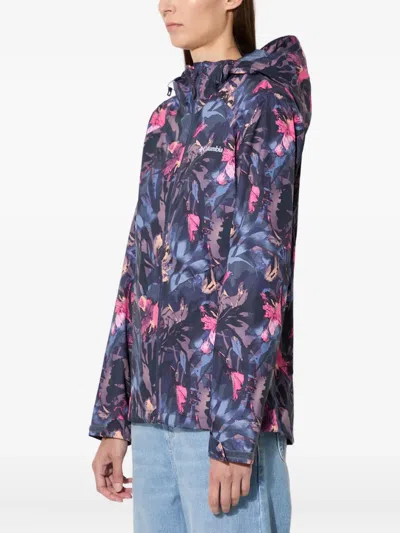 Columbia Floral-print Hooded Jacket In Blue
