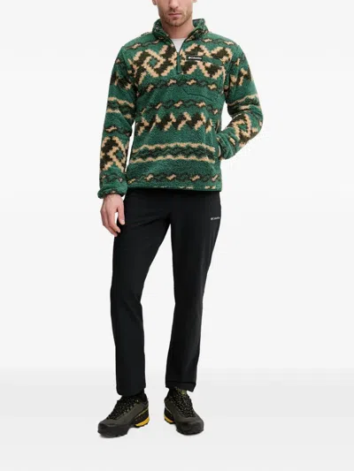 Columbia Geometric-pattern Half-zip Sweater In Green