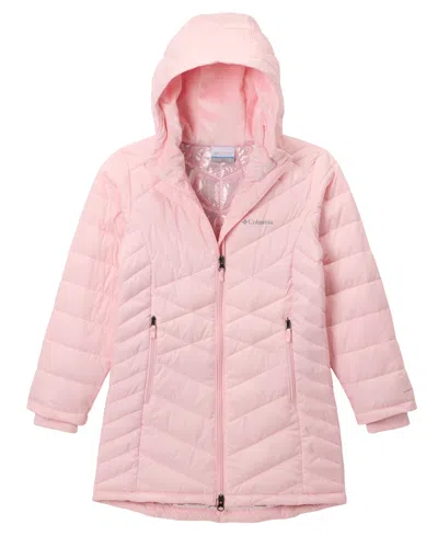 Columbia Kids' Girls' 7-16 Heavenly Ii Long Puffer Hooded Jacket In Pink