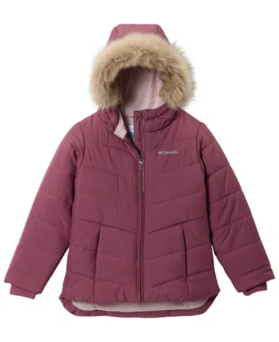 Columbia Kids' Girls' 7-16 Katelyn Crest Iii Puffer Hooded Removable Faux Fur-trim Jacket In Purple